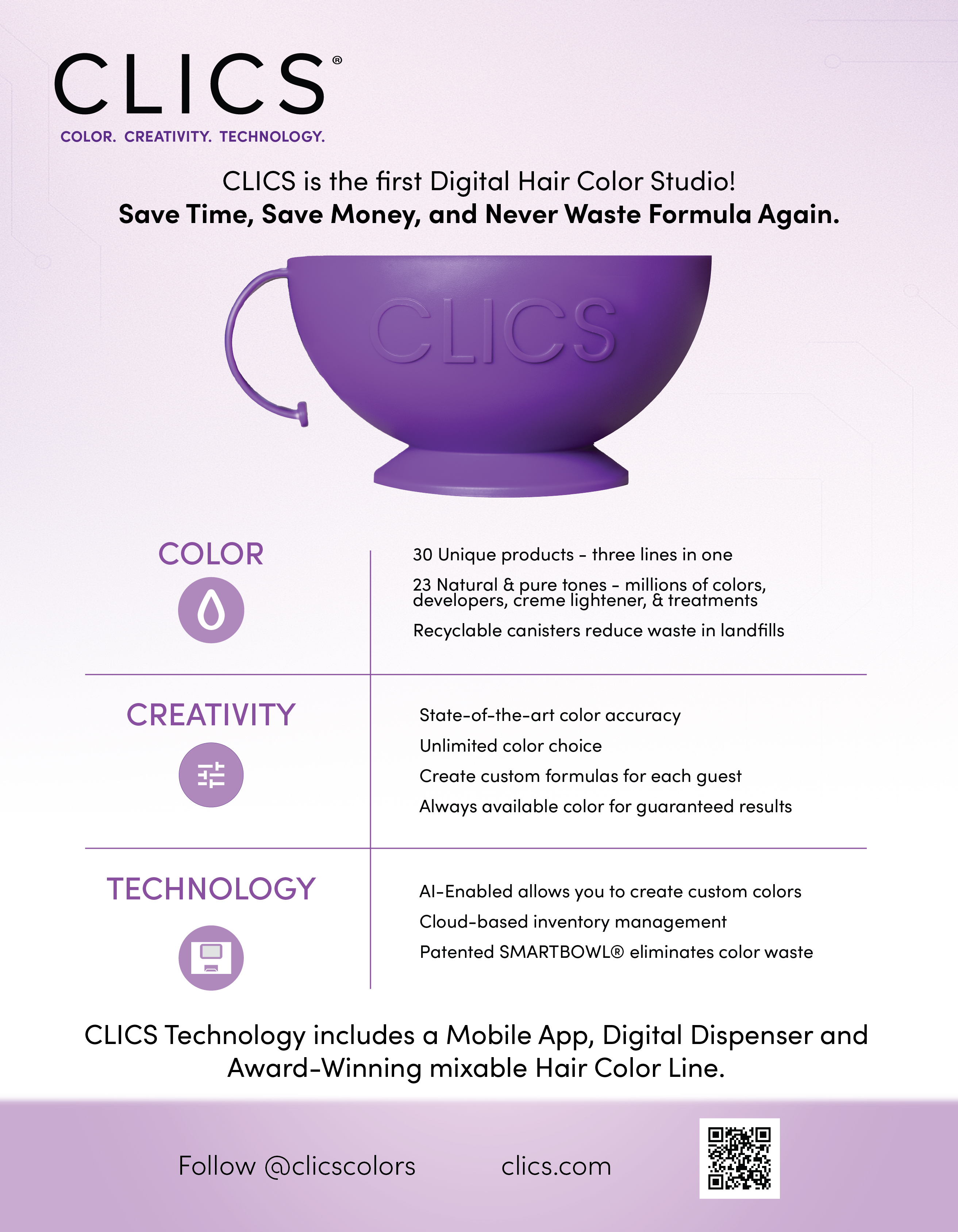 New CLICS one-pager - clean hierarchy, premium feel