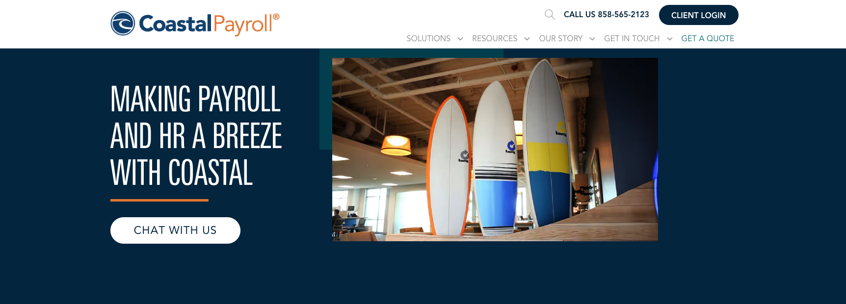 Old Coastal Payroll website - dark, cluttered, generic