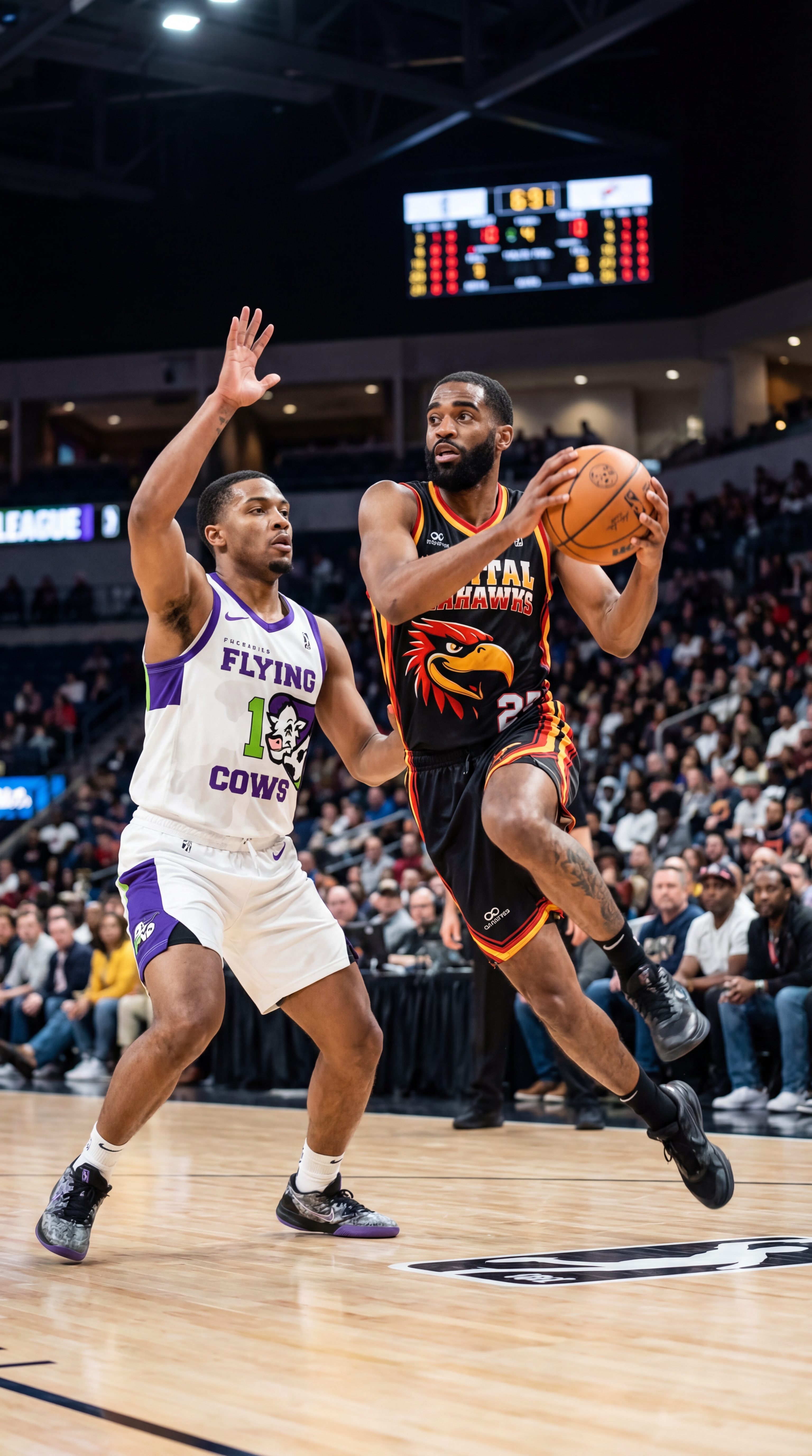 AI-generated sports campaign imagery - basketball game action