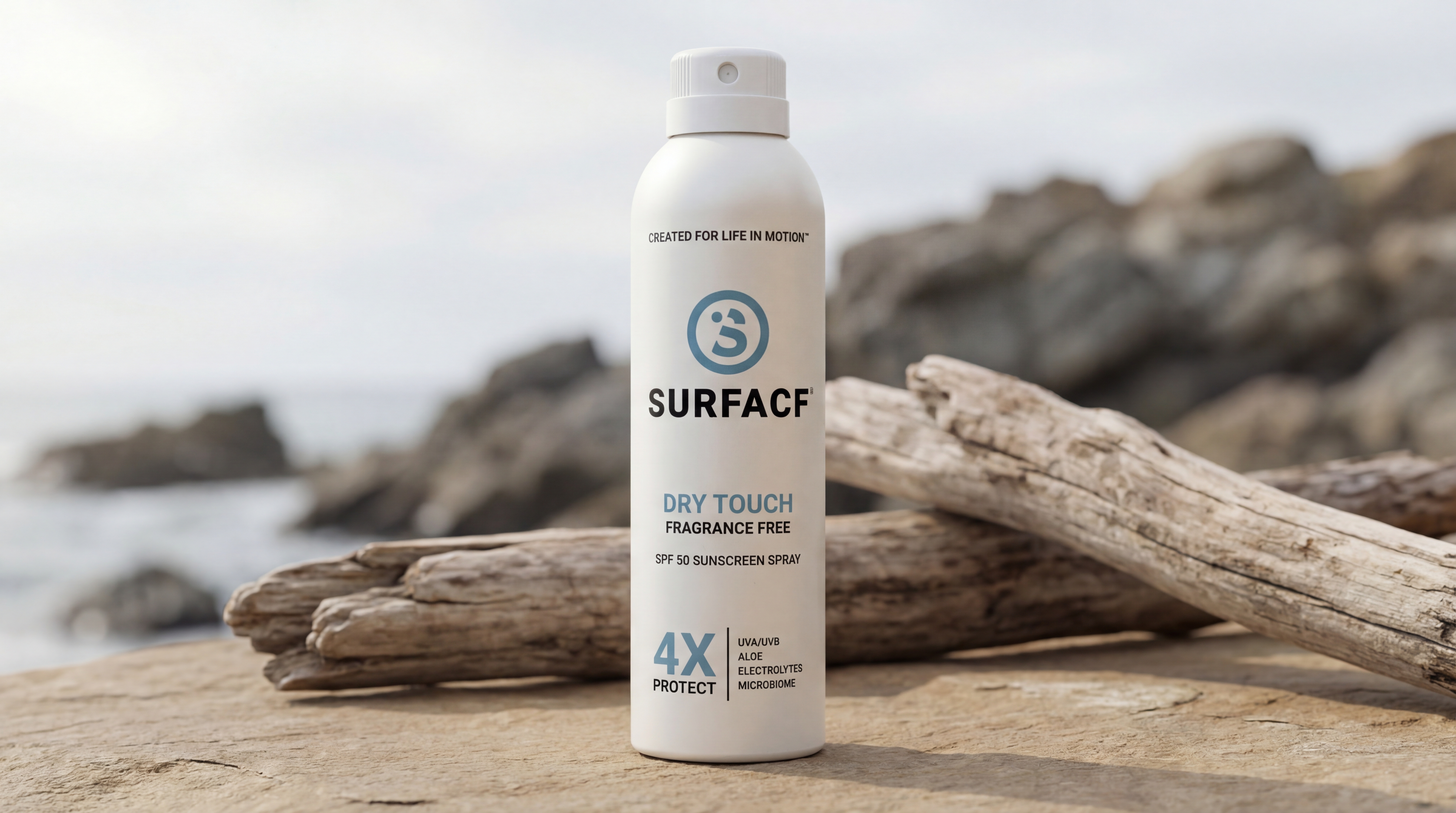 Surface Dry Touch on driftwood at the beach