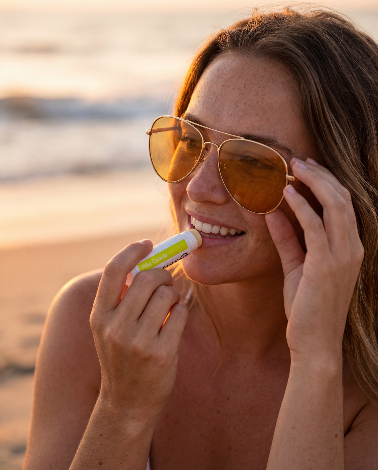 Surface lip balm - beach lifestyle at golden hour