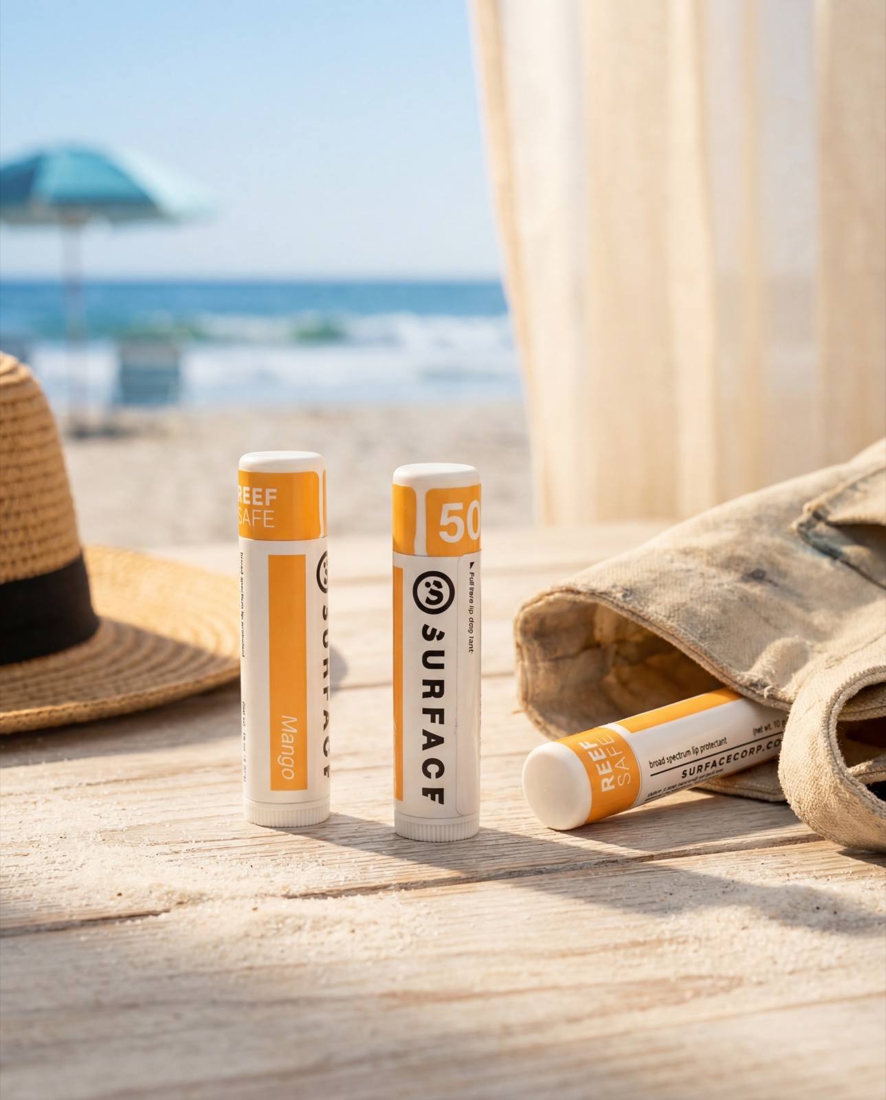 Surface reef-safe lip balm - beach product shot